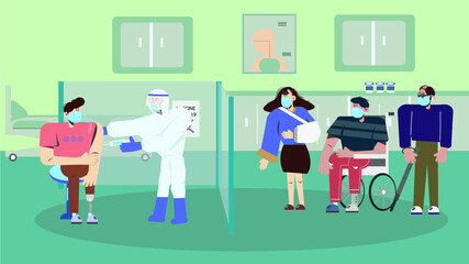 Office worker getting covid 19 vaccine.