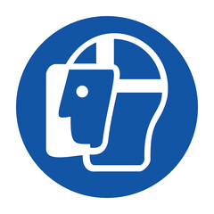 Mandatory symbols must wear face protection. Vector illustration