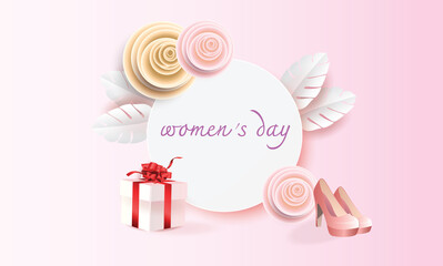  8 march happy women's day pink red violet color and flower vector illustation for card page design banner text poster web paper art on spring 