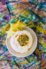 shave ice rainbow colors girl holding