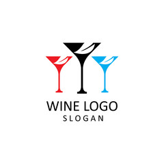 wine glass icon vector logo