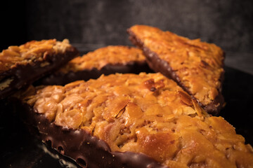 Sweet nut triangles with almonds - a German specialty - food photography