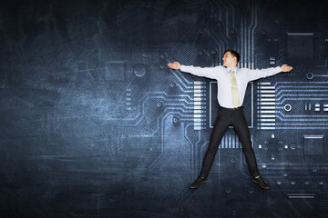 Technologies in business concept . Mixed media