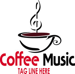  vector graphic logo design  cup of coffee music logo design concept