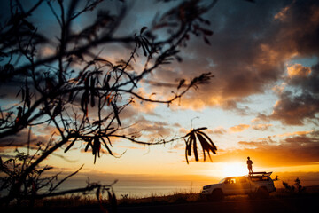 Sunset over the Westside of Kauai on a road trip