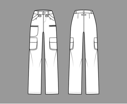 ski sweat Jogger bottom shell Pants design flat sketch vector