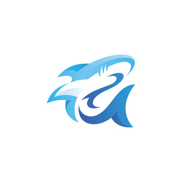 Abstract Shark Fish Mascot Logo