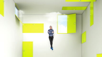 Fototapeta premium Right decision making concept. Mixed media