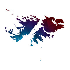 Map of Falkland Islands from Polygonal wire frame low poly mesh,Falkland Islands map Vector Illustration EPS10.