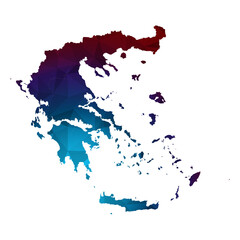Map of Greece from Polygonal wire frame low poly mesh,Greece map Vector Illustration EPS10.