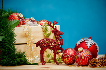 Christmas holiday background with baubles christmas ornaments