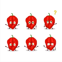Fotobehang Cartoon character of new red habanero with what expression © kongvector