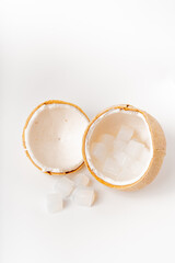 Fresh coconut nuts on pure white background
