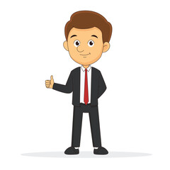 Business Man in suit shows a sign Thumb Up