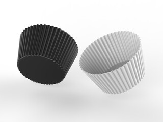Blank paper baking cupcake liner for mockup. 3d render illustration.