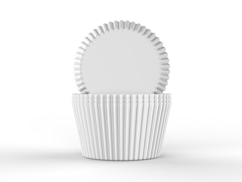 Blank paper baking cupcake liner for mockup. 3d render illustration.