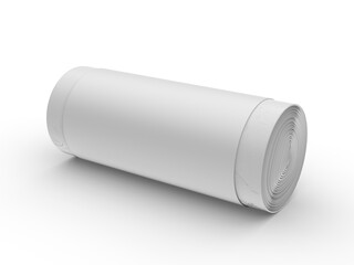 Blank Trash Bags Roll Mockup, 3d render illustration.