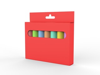 Blank Multicolor Washable Chalk Pack for Kids Toddlers For Mockup. 3d render illustration.