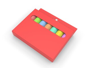 Blank Multicolor Washable Chalk Pack for Kids Toddlers For Mockup. 3d render illustration.