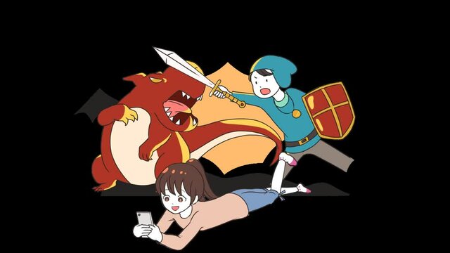 スマホゲームで遊ぶ女の子　RPG系