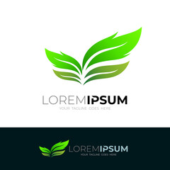 Nature leaf logo with simple design illustration, green leaf logos