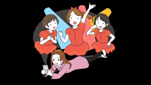 スマホゲームで遊ぶ女性　アイドル系