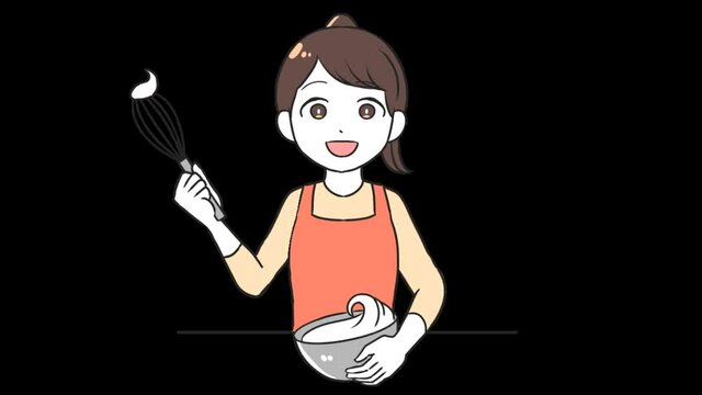 ホイップを混ぜる女性
