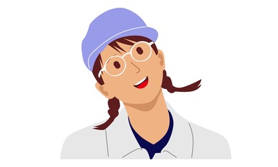 People illustration. Happy beautiful girl with eyeglasses. Flat vector illustration