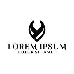 Initial letter Y or V logo template with geometric vintage heraldic illustration in flat design monogram symbol