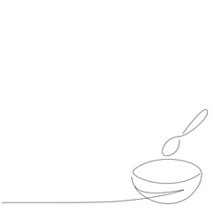 Cooking background with bowl and spoon drawing, vector illustration