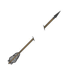 Arrow pierced sketch raster illustration