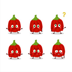 Cartoon character of red habanero with what expression