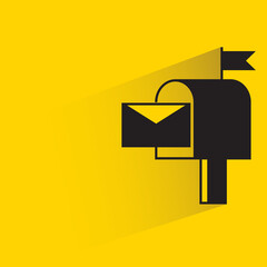 mailbox and mail with shadow on yellow background