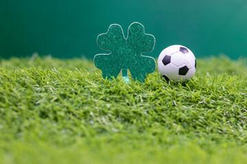 Soccer ball on St. Patrick's Day with Shamrock clover