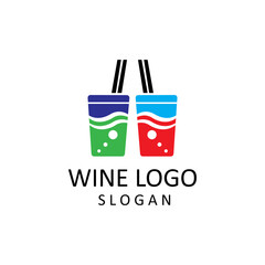 wine glass icon vector logo
