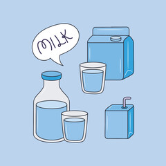 Milk Product colored line icon, simple milk packaging and dishes  vector illustration 