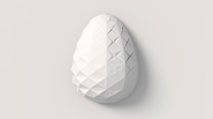 Easter concept. One white egg with geometric original changing patterns on the surface on a white background. 3d illustration