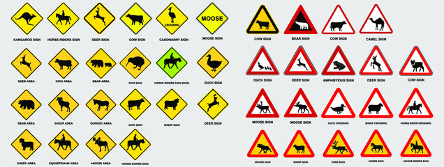 Big set of warning signs of animal. Aware and caution vector template. Eps 10 © Mahardicka