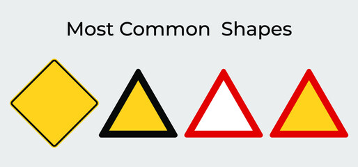 Set of most common shape of warning sign vector template. Blank triangle and diamond shape. Eps 10