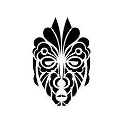 Tiki mask. Maori or polynesia pattern. Good for prints, t-shirts, phone cases, and tattoos. Isolated. Vector illustration.