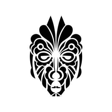 Tiki mask. Maori or polynesia pattern. Good for prints, t-shirts, phone cases, and tattoos. Isolated. Vector illustration.