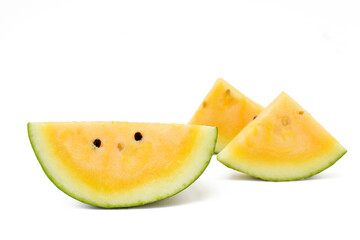 Yellow watermelon isolated on white background