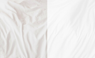 Young woman with clean laundry on color background