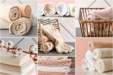 Collage of soft clean towels