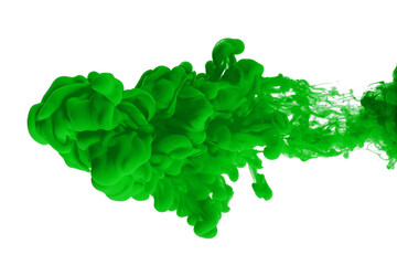 acrylic ink in water form an abstract smoke pattern isolated on white background