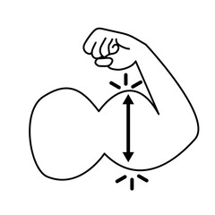 increase hand muscle icon on white background. flat style. enlarging muscle sign. bodybuilding symbol. muscle gain logo.