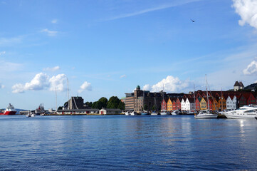 Fototapeta premium Summer View of Bergen Harbor and Bryggen, Norway