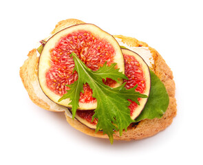 Fresh tasty bruschetta on white background
