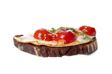 Fresh tasty bruschetta on white background