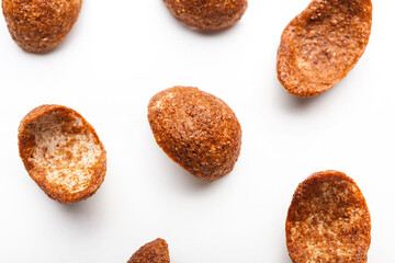 Tasty cornflakes on white background, closeup
